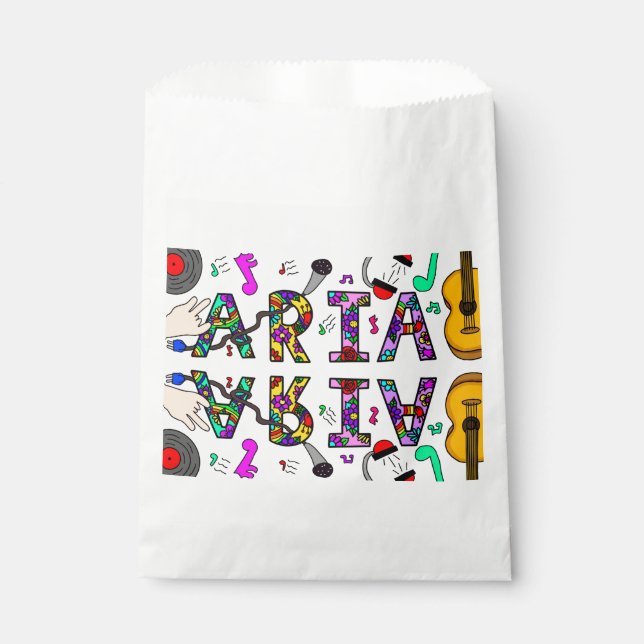 Mädchenname Aria, Blume und Musik Rechteckig Geschenktütchen (Vorderseite)