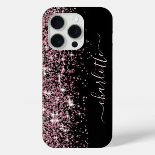 Mädchenname Funkelnder Rosa Glitter-Rahmen Schwarz Case-Mate iPhone Hülle