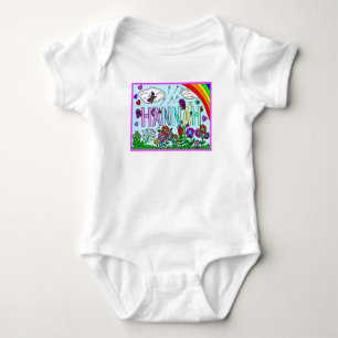 Mädchenname Hannah Whimsikale Blume, Regenbogen bi Baby Strampler