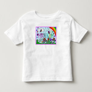 Mädchenname Hannah  Whimsische Blumen, Regenbogen  Kleinkind T-shirt