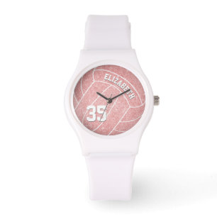 Mädchenname Jersey Nummer sporty pink volleyball Armbanduhr