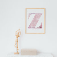 Mädchenname Letter Z Boho Pink Wasserfarben-Poster