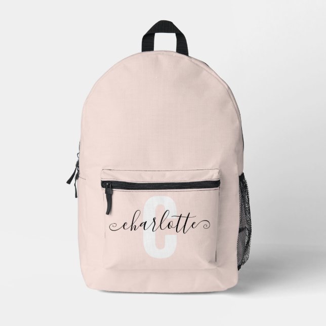 Mädchenname Monogramm Schrift Rosa Bedruckter Rucksack (Vorderseite)