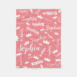 Mädchenname Personalisiert Rosa Prinzessenkrone Fleecedecke