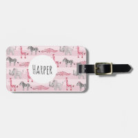 Mädchenname "Pink Watercolor Safari Pattern Kids N