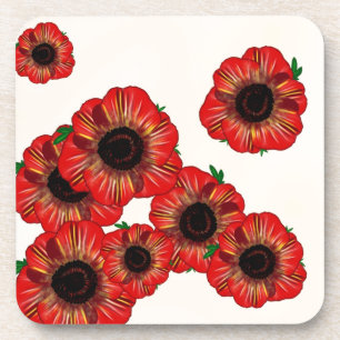 Mädchenname Poppy, rotes Mohnmuster Art by Leah G Untersetzer