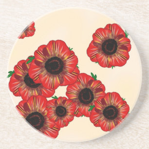 Mädchenname Poppy, rotes Mohnmuster Art by Leah G Untersetzer