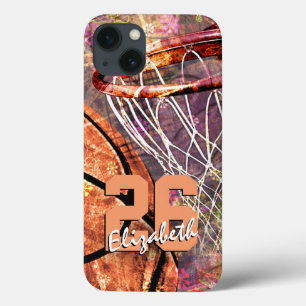 Mädchenname und Jersey-Nummer-Basketball iPhone 13 Hülle