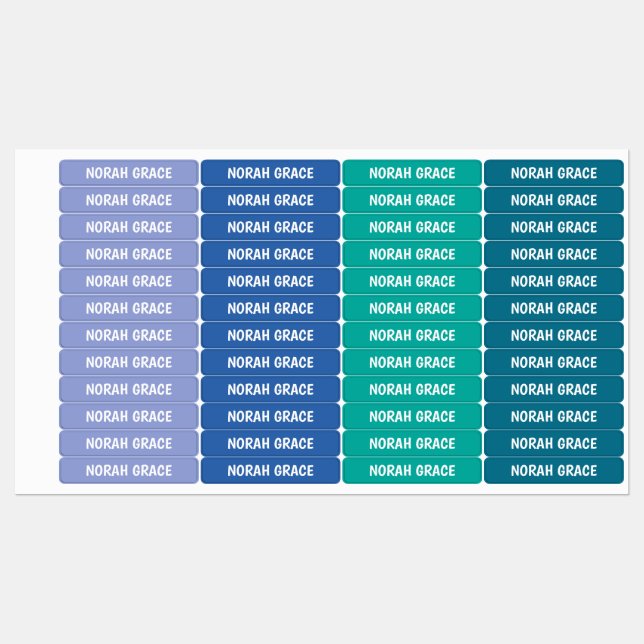 Mädchenname: wasserdicht, Meerjungfarbe Etiketten (Blatt)