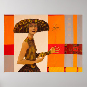 Mädchenportrait, Ölmalerei auf Leinwand Poster