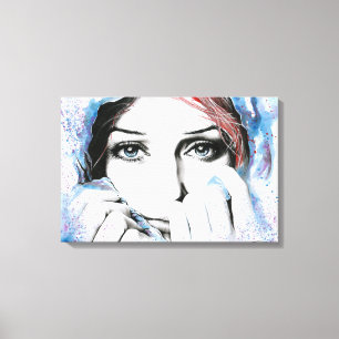 Mädchenporträt Hübsche Augen Aquarellmalerei Kunst Leinwanddruck
