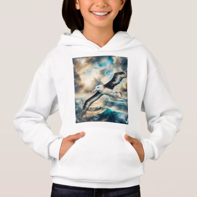 Mädchenpullover-Hoodie Albatross Print Hoodie (Vorderseite)