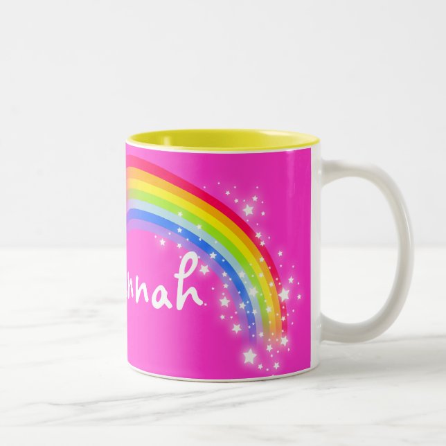 Mädchenregenbogenrosa-Name-Tasse Zweifarbige Tasse (Rechts)