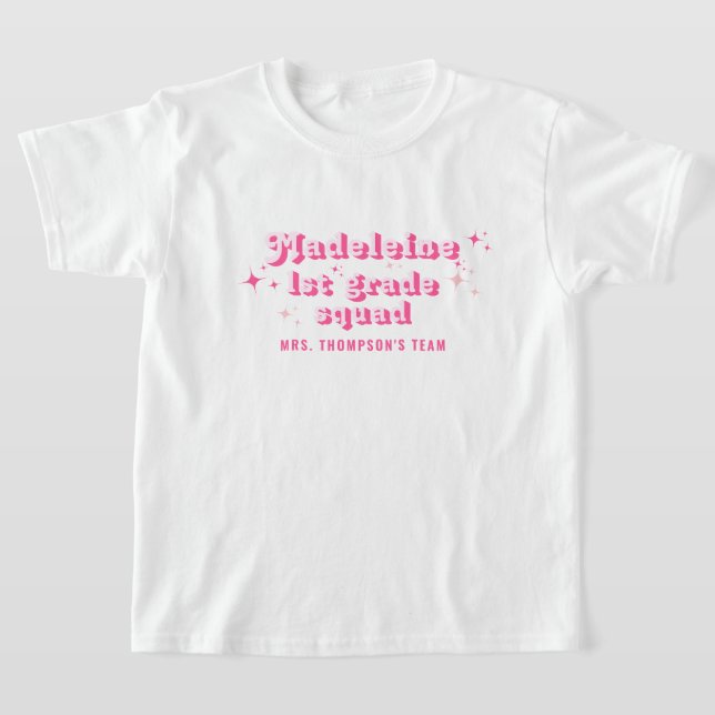 Mädchenrosa-Klassenlehrer Name Team Squad jeder Kl T-Shirt (Ablage )