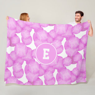 Mädchenrosa-Weichbällchen mit Monogramm Fleecedecke