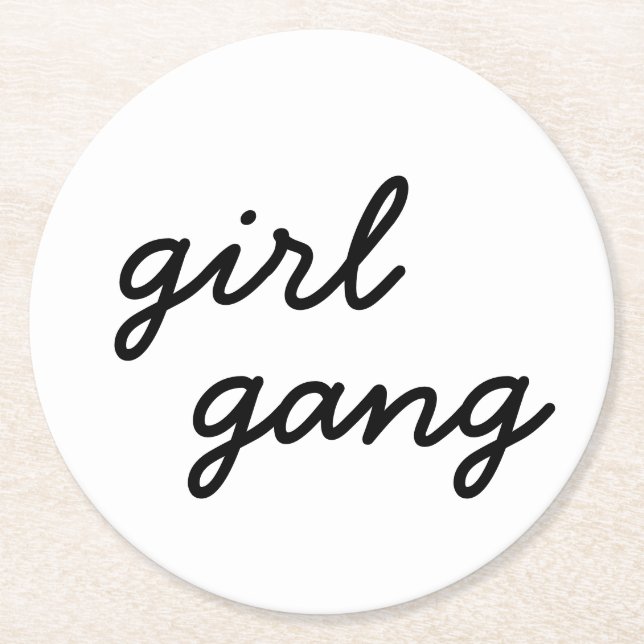 Mädchensammlung niedliche moderne feministische Po Runder Pappuntersetzer (Vorderseite)