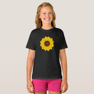 Mädchensonnenblume mit Monogramm T-Shirt