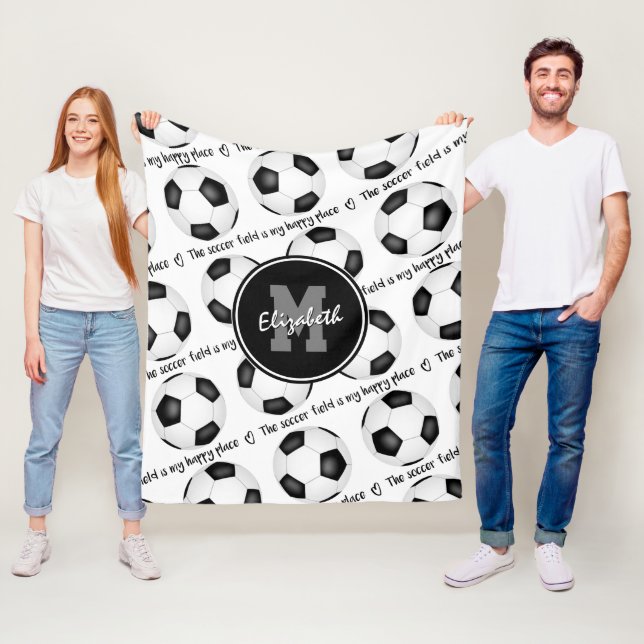 Mädchensport Das Fußballfeld ist mein glücklicher  Fleecedecke (Beispiel)