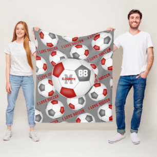 Mädchensportdekor I Liebe Fußball grau Fleecedecke