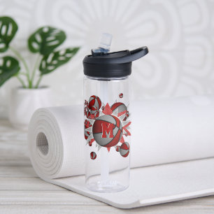 Mädchensportzubehör, rote graue Basketballstars Trinkflasche