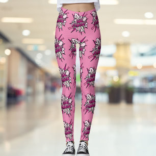MÄDCHENSTÄRKE Comic-Book Pop-Art Rosa Leggings
