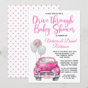 Mädchenstück durch Babyduschwagen Einladung