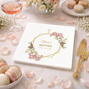 Mädchentaufe Florale Orchideen Gold Geometrisch Mo Serviette