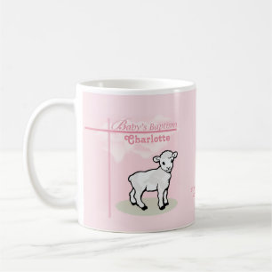 Mädchentaufe Rosa und Weißes Lamm Kaffeetasse