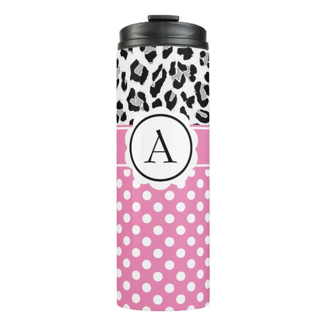 Mädchenteile und Tiere drucken Monogramm Thermosbecher (Vorderseite)