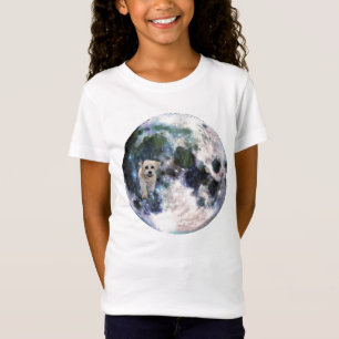 Mädchentrei Havanese Hund, der den Mond umkreist T-Shirt