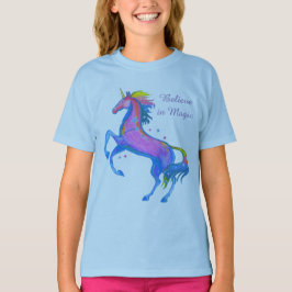 Mädchenunicorn-langer Hülsen-T - Shirt