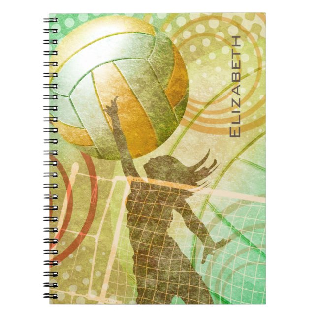 Mädchenvolleyball - Sonnengold personalisiert Notizblock (Vorderseite)