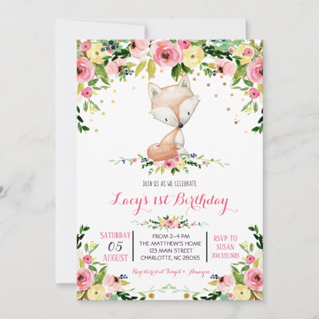 Mädchenwald-Begrüßung Einladung (Vorderseite)