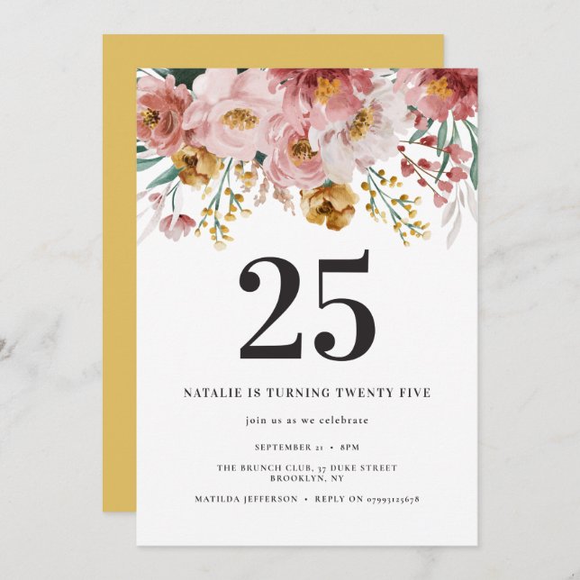 Mädchenwasserfarbe floreneditierbares Alter Geburt (Vorne/Hinten)