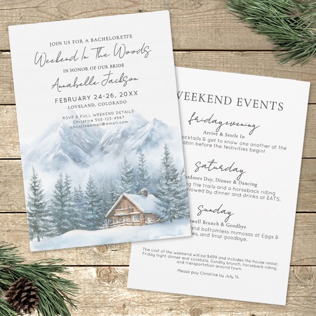 Mädchenwochenende im Wald-Junggeselinnen-Abschied Einladung (Girls Weekend In The Woods Bachelorette Party Invitation)