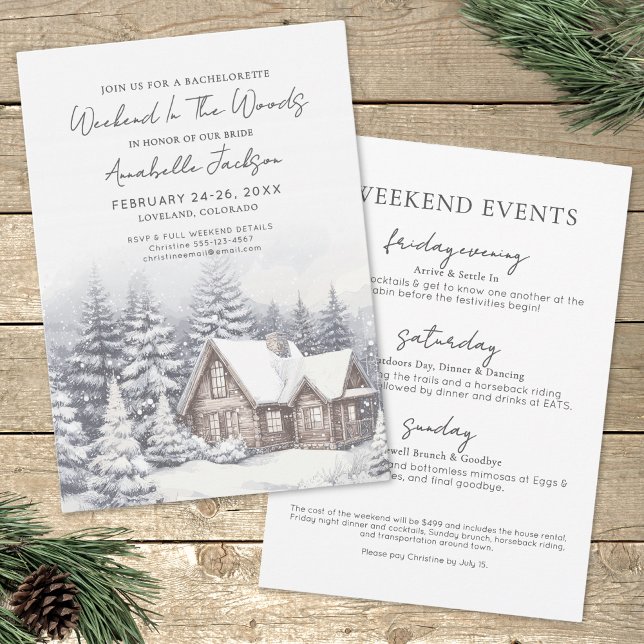 Mädchenwochenende im Wald-Junggeselinnen-Abschied Einladung (Girls Weekend In The Woods Bachelorette Party Invitation)