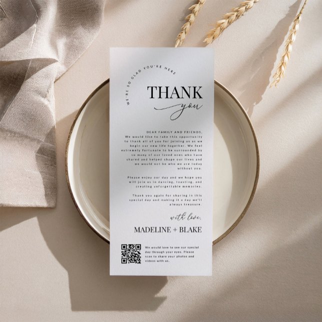 MADDIE Wedding Thank You Note with QR Code Menükarte (Von Creator hochgeladen)