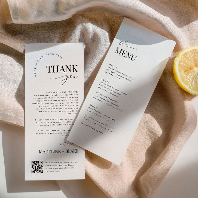 MADDIE Wedding Thank You Note with QR Code Menükarte (Von Creator hochgeladen)