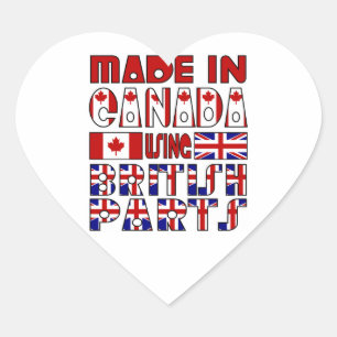 Made Canada British Parts Herz-Aufkleber