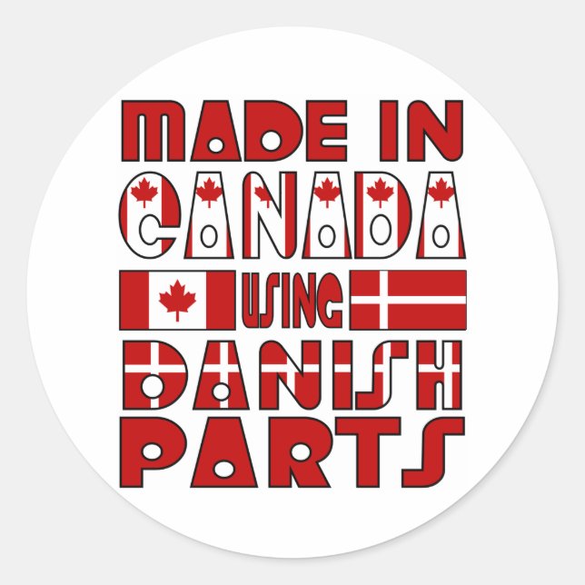 Made Canada Danish Parts Runder Aufkleber (Vorderseite)