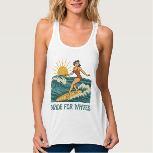 Made For Waves Retro California Surf Girl Pin-Up Tank Top