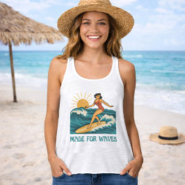 Made For Waves | Retro California Surf Girl Pin-Up Tank Top