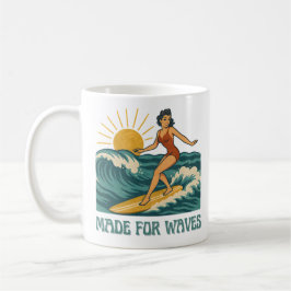 Made For Waves Surfer - Retro Surfing Pin-Up Art Kaffeetasse