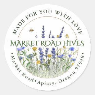 Made for you with Liebe Wildblume Apiary Honey Bee Runder Aufkleber