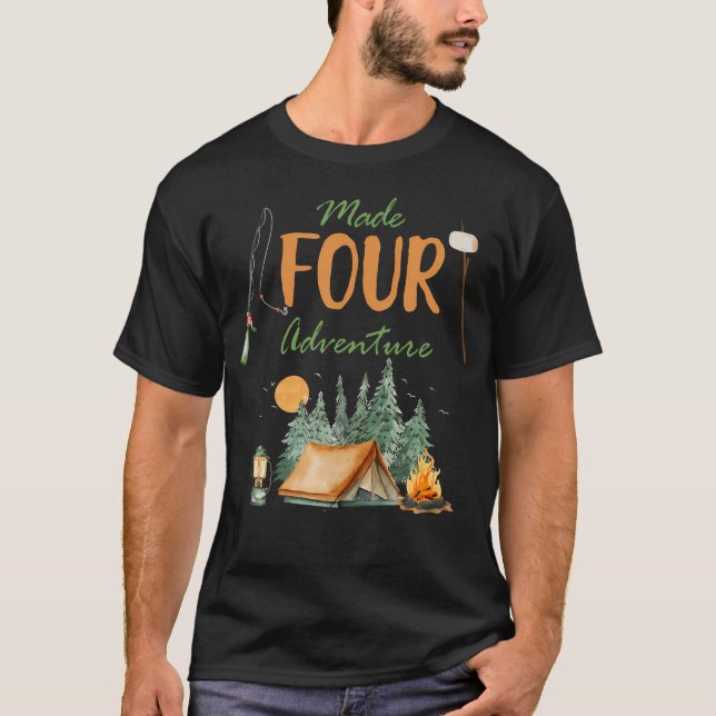 Made Four Adventure 4Th Birthday Camping Outdoor T T-Shirt (Vorderseite)