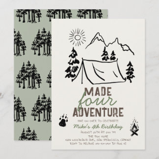 Made Four Adventure Camping Boy 4. Geburtstag Einladung