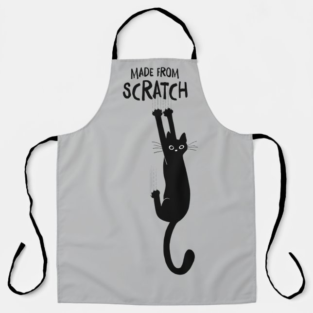 Made from Scratch Funny Cat Hanging on Schürze (Vorderseite)