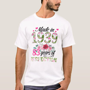 Made In 1939 Floral 83 Year Old 83Rd Birthday Gift T-Shirt