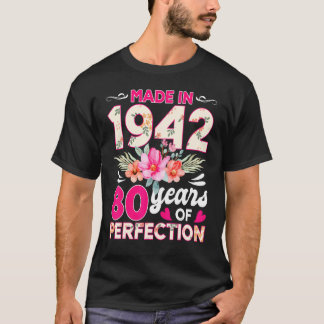 Made in 1942 Floral 80 Jahre alt 80. Geburtstag Fr T-Shirt