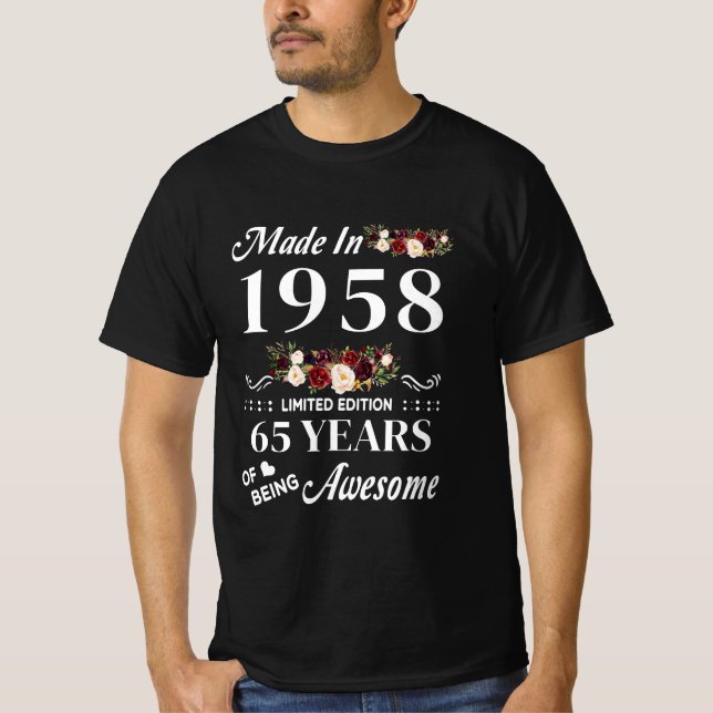 Made in 1958 Limited Edition 65 Jahre des Seins T-Shirt (Vorderseite)